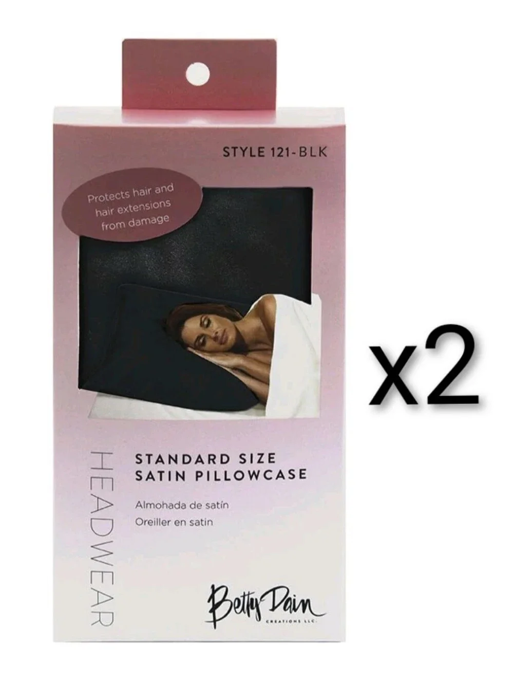 Betty Dain Satin Pillowcase Set of 2 Standard Black
